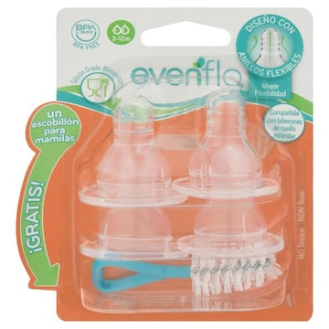 Evenflo Nipples, Silicone, 3-12M
