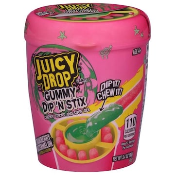 Juicy Drop Candy, Gummy Dip 'N Stix, Blue Rebel, Age 4+