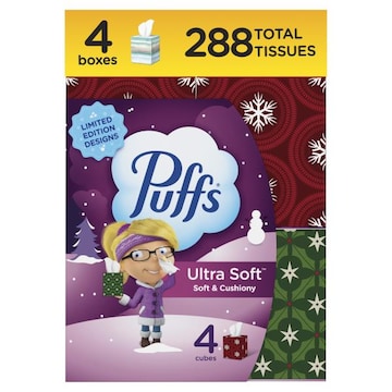 Puffs Ultra Soft Facial Tissues, 4 Count