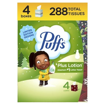 Puffs Plus Lotion Facial Tissue, 4 Count