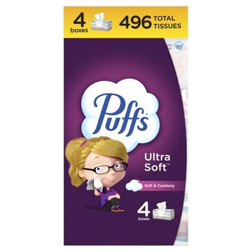 Puffs Ultra Soft Facial Tissues, 4 Count