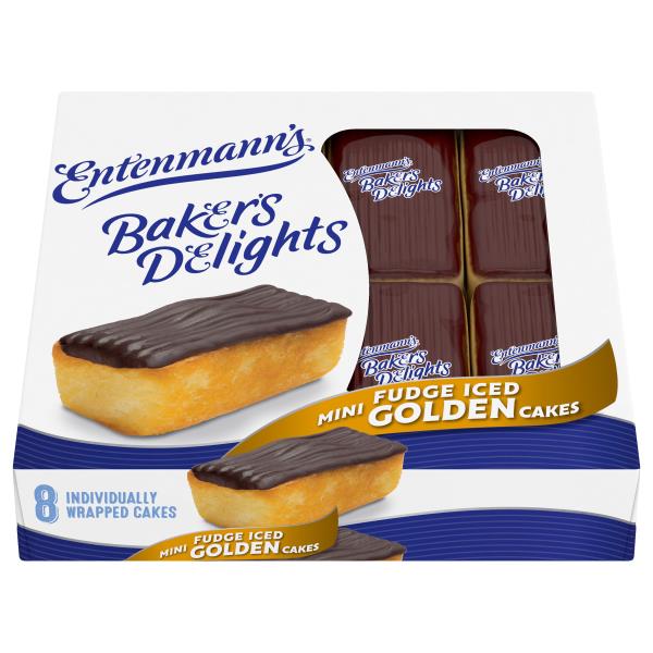 Entenmann's Baker's Delights Fudge Golden Snack Cake Snack Cakes, 8