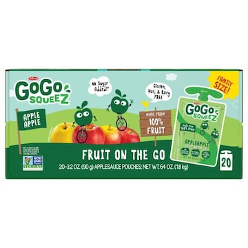 GoGo Squeez Fruit on the Go Apple Apple Snack Pouches, 20 Pack