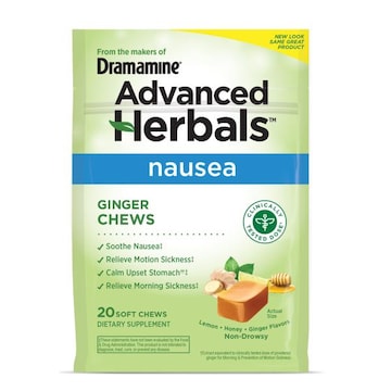 Dramamine Nausea Relief, Ginger Chews, Advanced Herbals