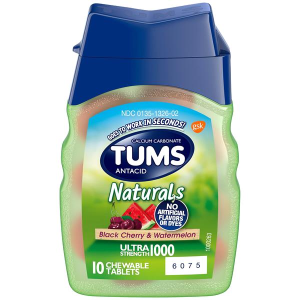 Tums Antacid, Ultra Strength 1000, Naturals, Chewable Tablets, Black
