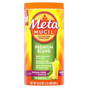 Metamucil Premium Blend Fiber, Sugar-Free with Stevia, Orange, 114tsp