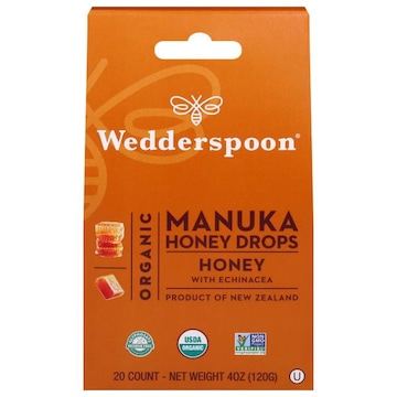 Wedderspoon Honey Drops, Organic, Manuka, Honey with Echinacea