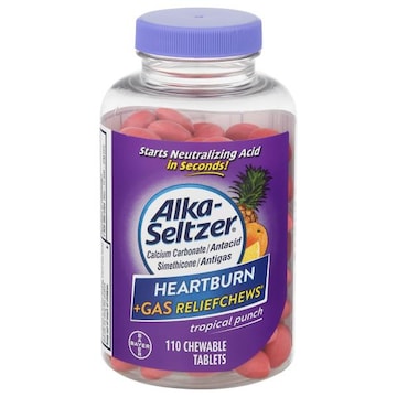 Alka-Seltzer Reliefchews Heartburn + Gas, Tropical Punch, Chewable Tablets