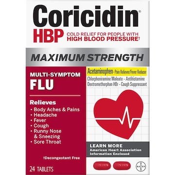 Coricidin HBP Multi-Symptom Flu, Maximum Strength, Tablets