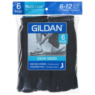 Gildan Socks, Men's Crew, Black