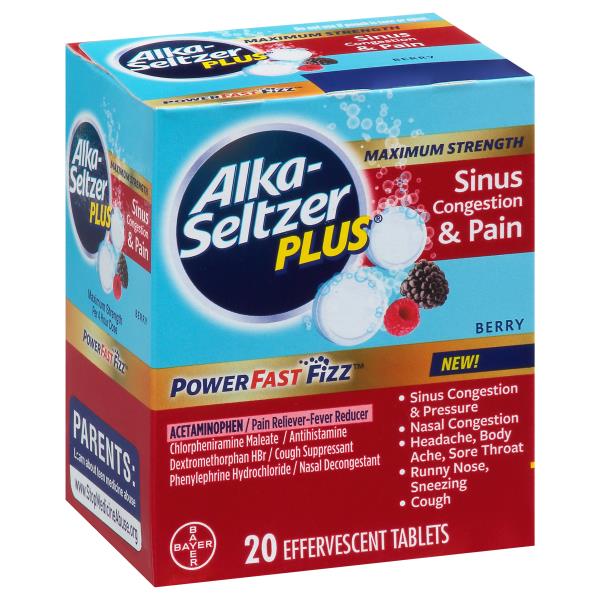 Alka-seltzer Sinus Congestion & Pain, Maximum Strength, Berry 