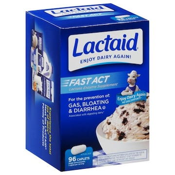 Lactaid Lactase Enzyme Supplement, Fast Act, Caplets