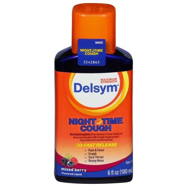 Delsym Nighttime Cough, Maximum Strength, Mixed Berry, Liquid Publix