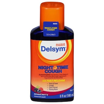 Delsym Nighttime Cough, Maximum Strength, Mixed Berry, Liquid