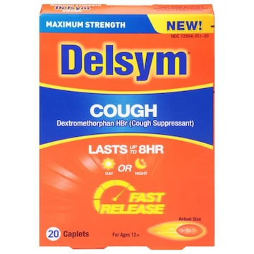 Delsym Cough Suppressant, Maximum Strength, Day or Night, Caplets