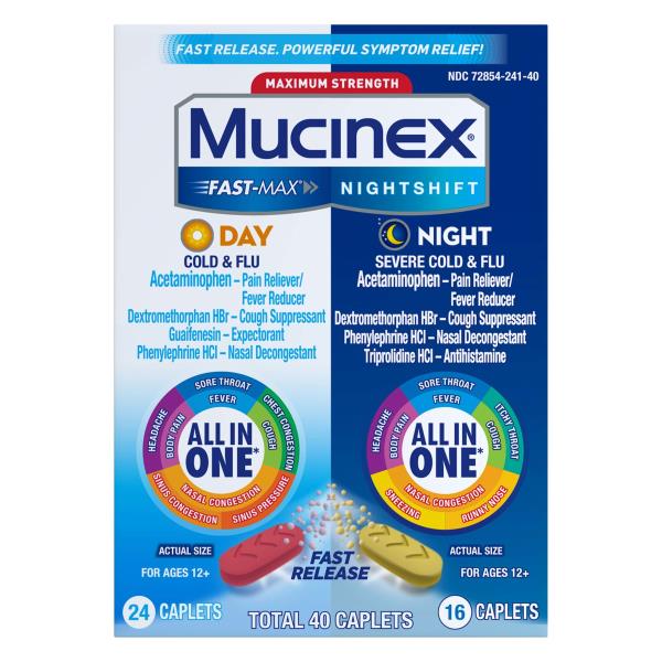 Mucinex Cold & Flu, Day/Night, Maximum Strength, Caplets Publix Super