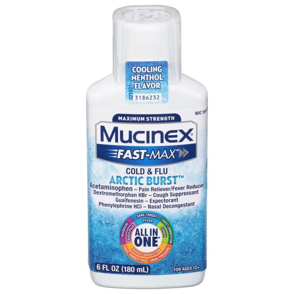 Mucinex FastMax Cold & Flu, Maximum Strength, Arctic Burst, Cooling