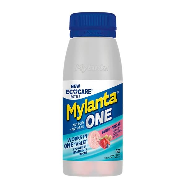 Mylanta One Antacid + Anti-Gas, Berry Ginger, Chewable Tablets | Publix ...
