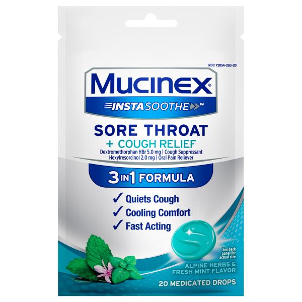 トップス mucunwenzai Mucinex InstaSoothe Sore Throat + Pain Relief Elderberry & Wild