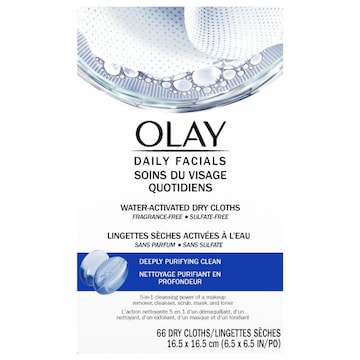 Olay Daily Facials Deeply Purifying Clean Water-Activated Fragrance-Free Dry Cloths