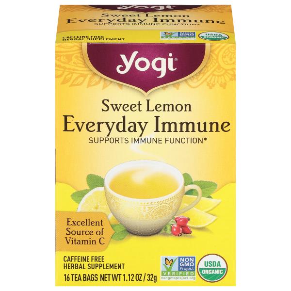 Yogi Herbal Supplement, Sweet Lemon, Caffeine Free, Everyday Immune