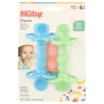 Nuby Dipeez Spoon & Dipper, Silicone, 6m+