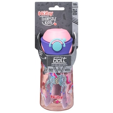 Nuby Thirsty Kids Water Canteen, Flip-It Bolt, 15 Ounce