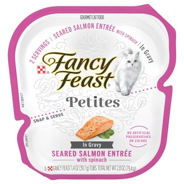 Fancy Feast PETITES CAT FOOD, SEARED SALMON ENTREE WITH SPINACH IN GRAVY