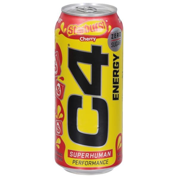 C4 Energy Drink, Performance, Zero Sugar, Starburst Cherry Publix