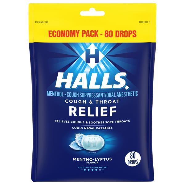 Halls Relief Cough Drops, MenthoLyptus Flavor, Economy Pack Publix Super Markets