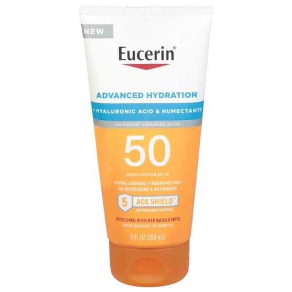 Eucerin Sunscreen Lotion, Advanced Hydration, Broad Spectrum SPF 50 ...