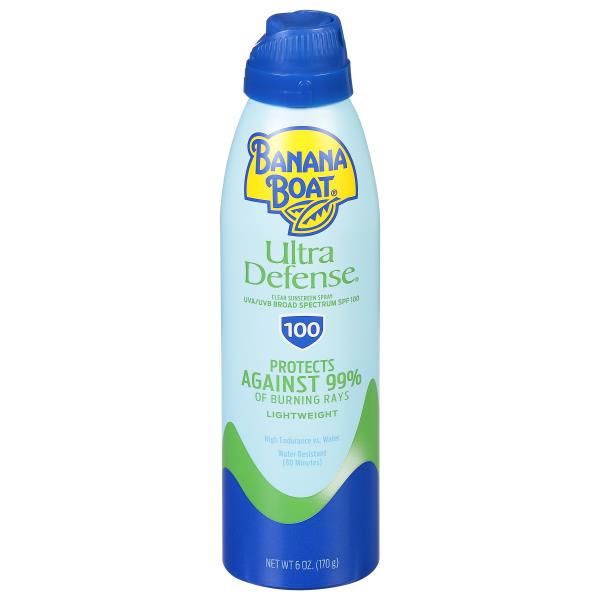 Banana Boat Ultra Defense Sunscreen Spray, Clear, SPF 100 Publix
