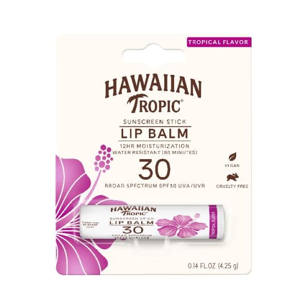 Hawaiian Tropic Lip Balm, Sunscreen Stick, SPF 30, Tropical Flavor