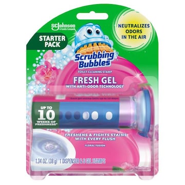 Scrubbing Bubbles Fresh Gel Toilet Cleaning Stamp, Floral Fusion Scent, 6 Count