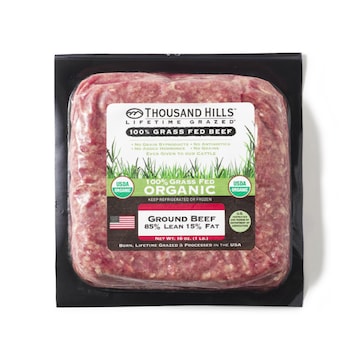 Thousand Hills Lifetime Grazed Ground Beef, 85%/15%, Organic, 100% Grass Fed