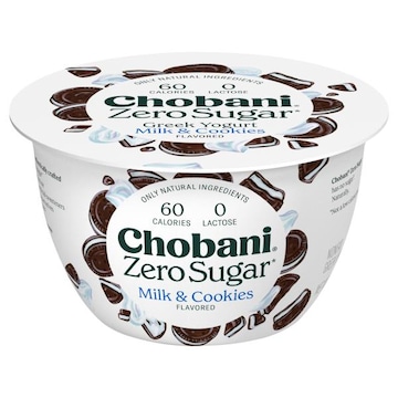 Chobani Greek Yogurt, Nonfat, Zero Sugar, Milk & Cookies