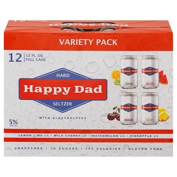 Happy Dad Hard Seltzer, with Electrolytes, Variety Pack