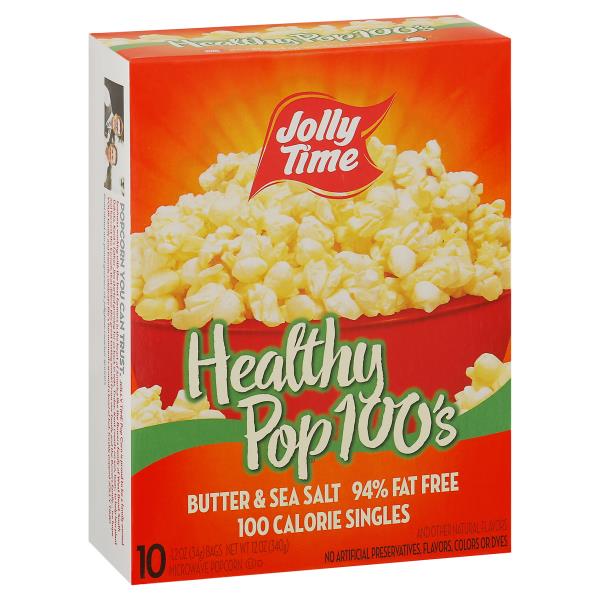 Jolly Time Microwave Popcorn, Healthy Pop 100's, Butter & Sea Salt