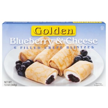 Golden Blueberry & Cheese Filled Crepe Blintzes