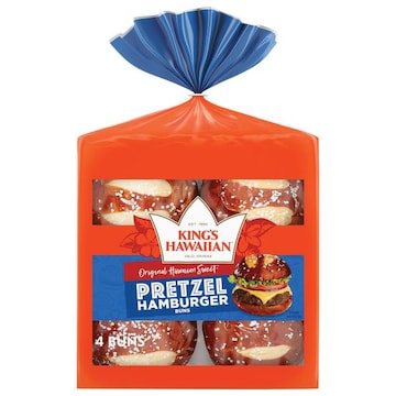 King's Hawaiian Pretzel Hamburger Buns, 4 Count