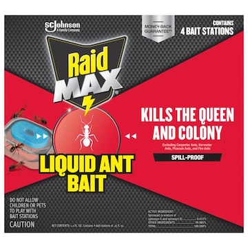 Raid Max Liquid Ant Bait, Kills the Colony, Ant Poison Bait Stations for Home, 4 Count