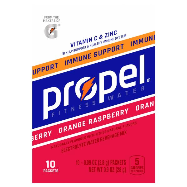 Propel Electrolyte Water Beverage Mix, Orange Raspberry, 10 Pack