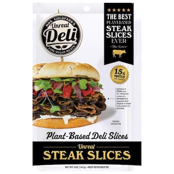 Unreal Deli Deli Slices, Premium, Plant-Based, Steak Slices