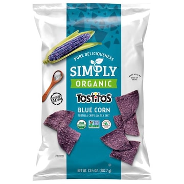 Tostitos Simply Tortilla Chips, with Sea Salt, Organic, Blue Corn
