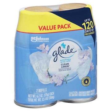 Glade Automatic Spray 2 Refills, Air Freshener, Clean Linen, 2 x 6.2 oz