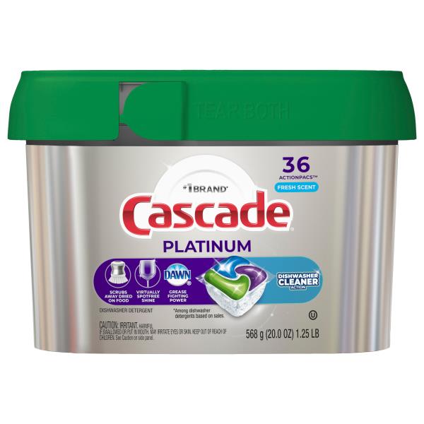 Cascade Dishwasher Detergent, Fresh Scent, ActionPacs, Platinum