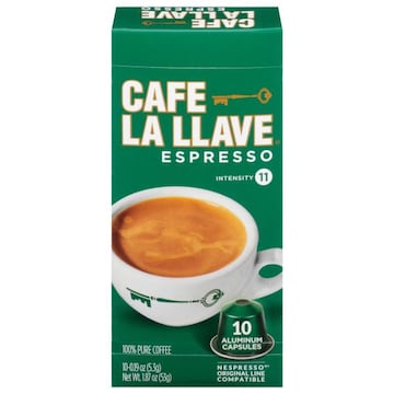 Cafe La Llave Coffee, 100% Pure, Intensity 11, Espresso, Aluminum Capsules