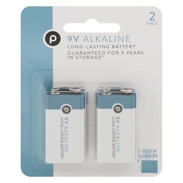 Publix Batteries, Alkaline, 9V, 2 Pack