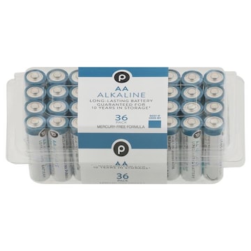 Publix Batteries, Alkaline, AA, 1.5V, 36 Pack