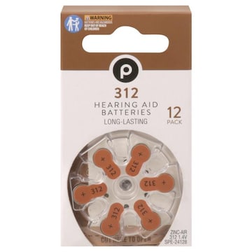 Publix Hearing Aid Batteries, Long-Lasting, 312, 12 Pack